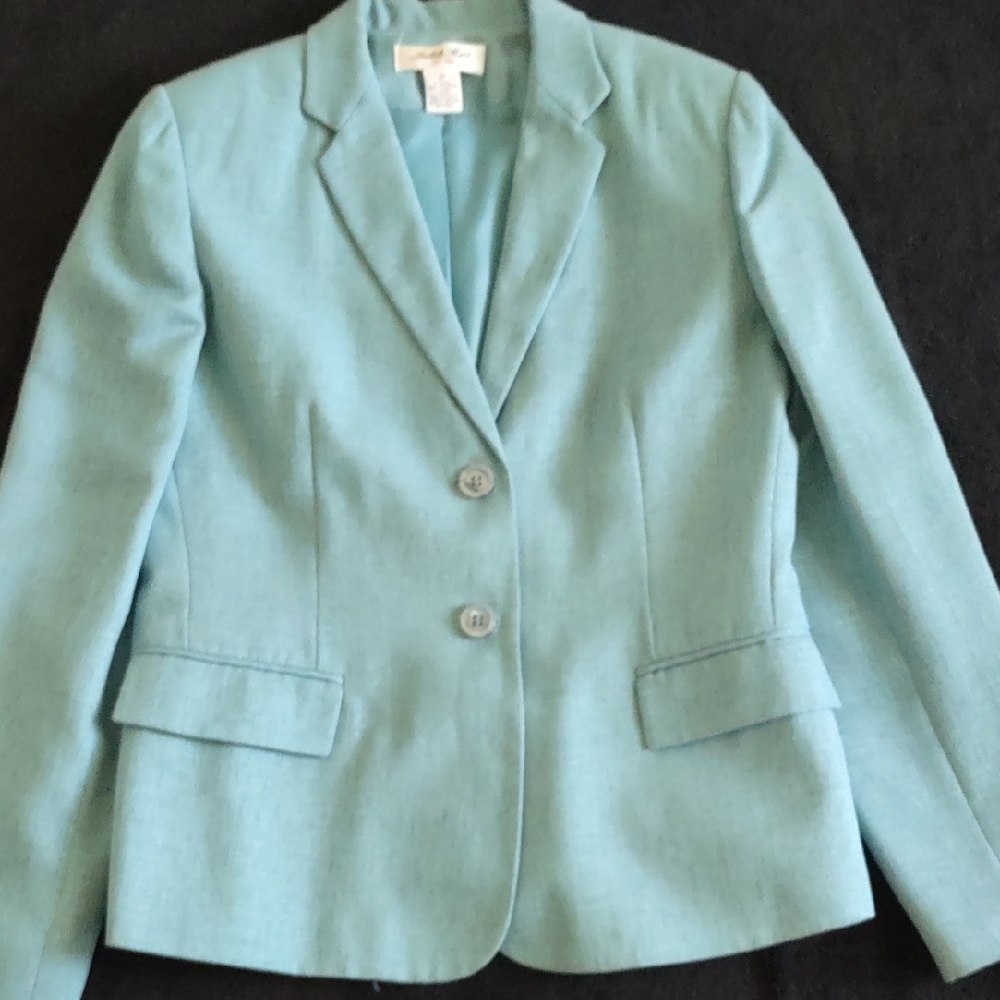 Liz Hart Aqua Tailored Two-Button Blazer